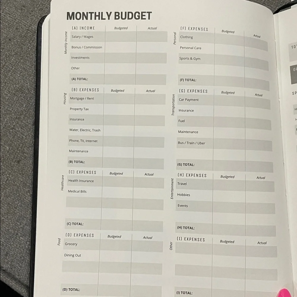Productivity Store Black Budget Planner